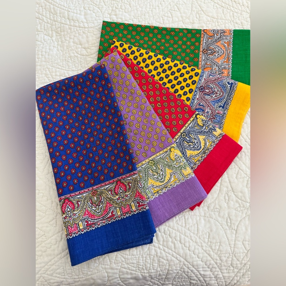 Set of 5 Cotton Bandanas | Boho Festival Hair Scarves | Paisley Wrap Set